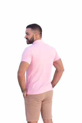 Camisa Gola Polo Rosa Bebê