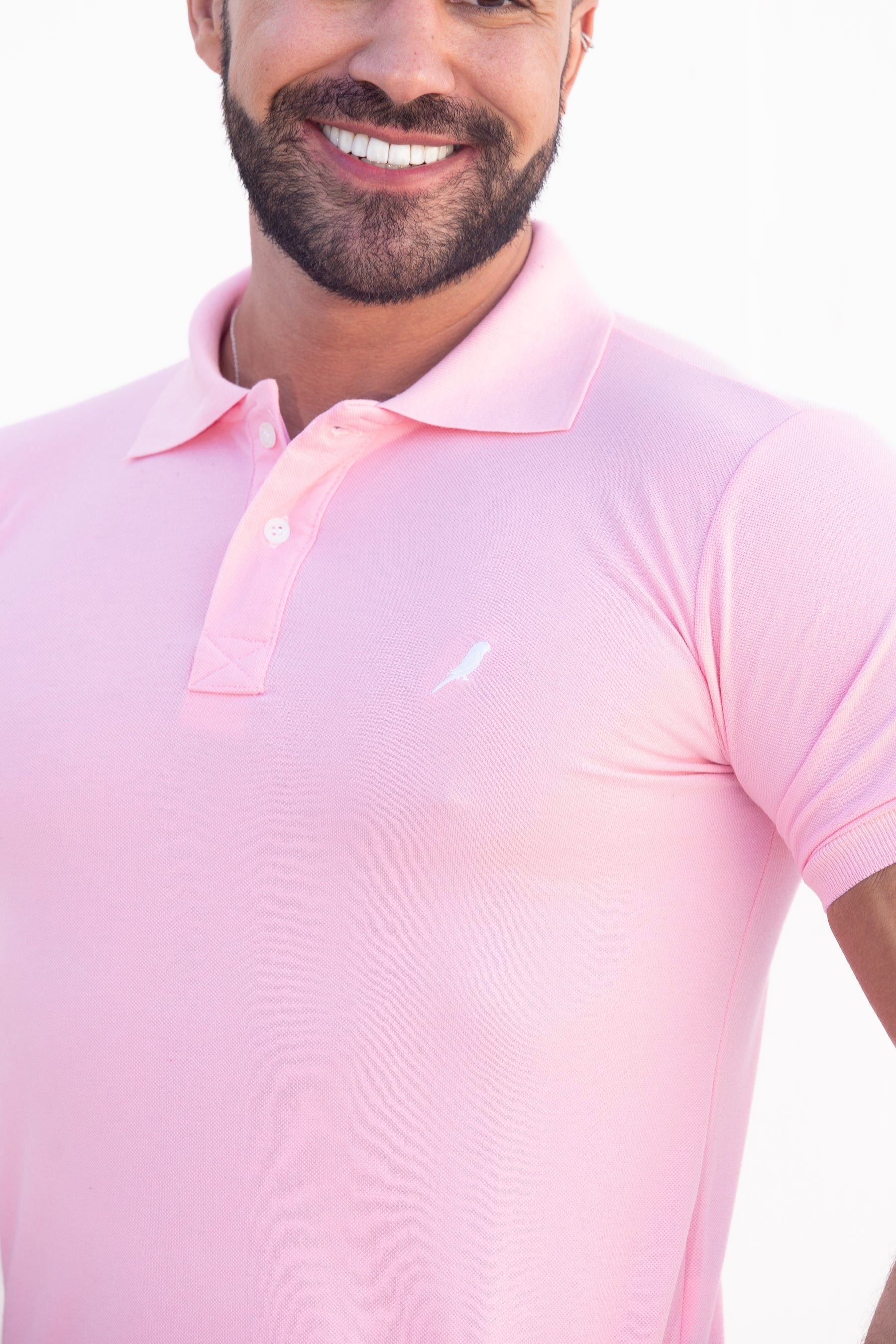 Camisa Gola Polo Rosa Bebê