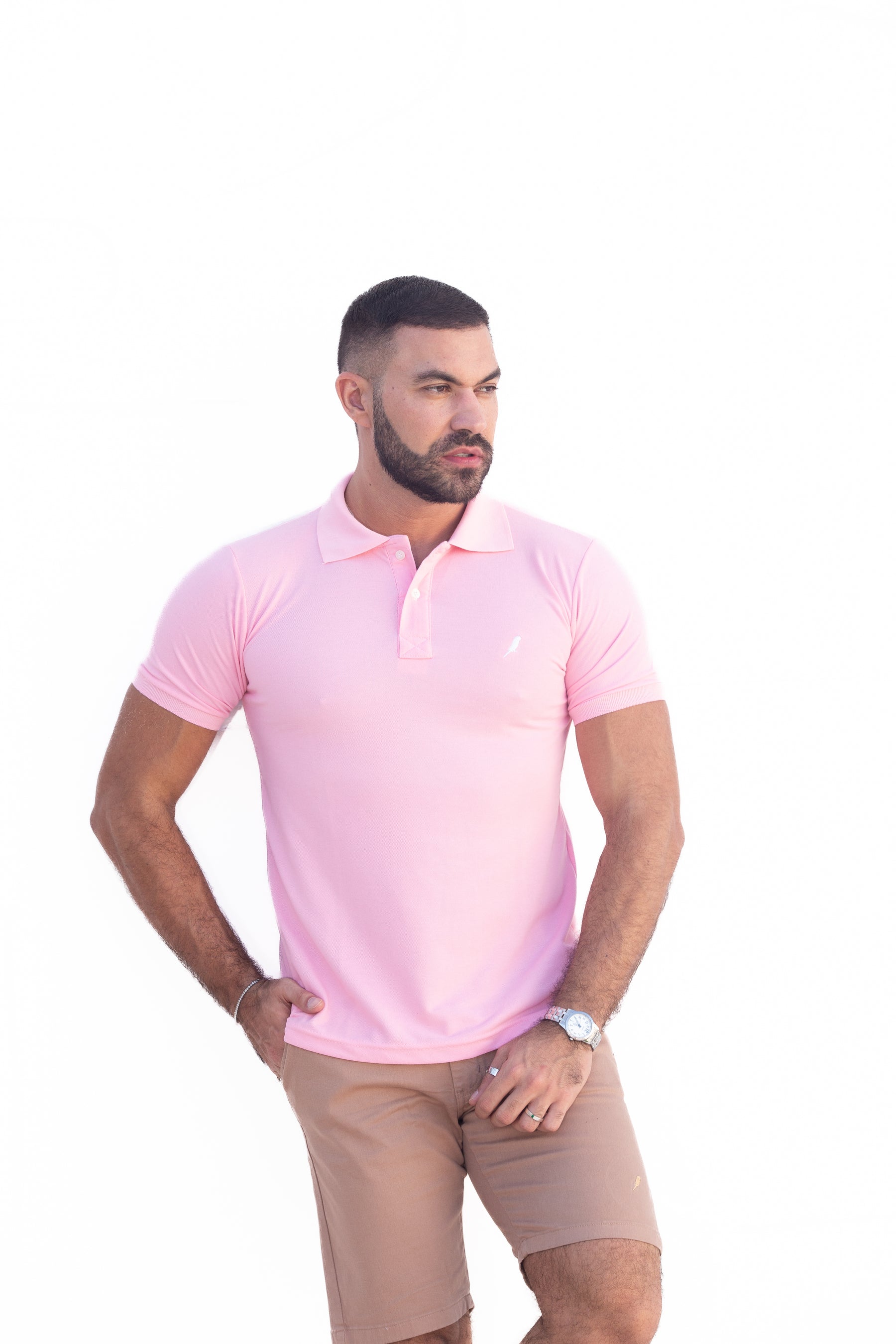 Camisa Gola Polo Rosa Bebê