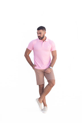 Camisa Gola Polo Rosa Bebê