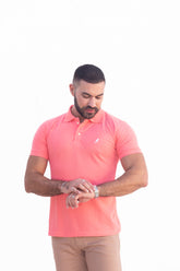 Camisa Gola Polo Rosa Salmão