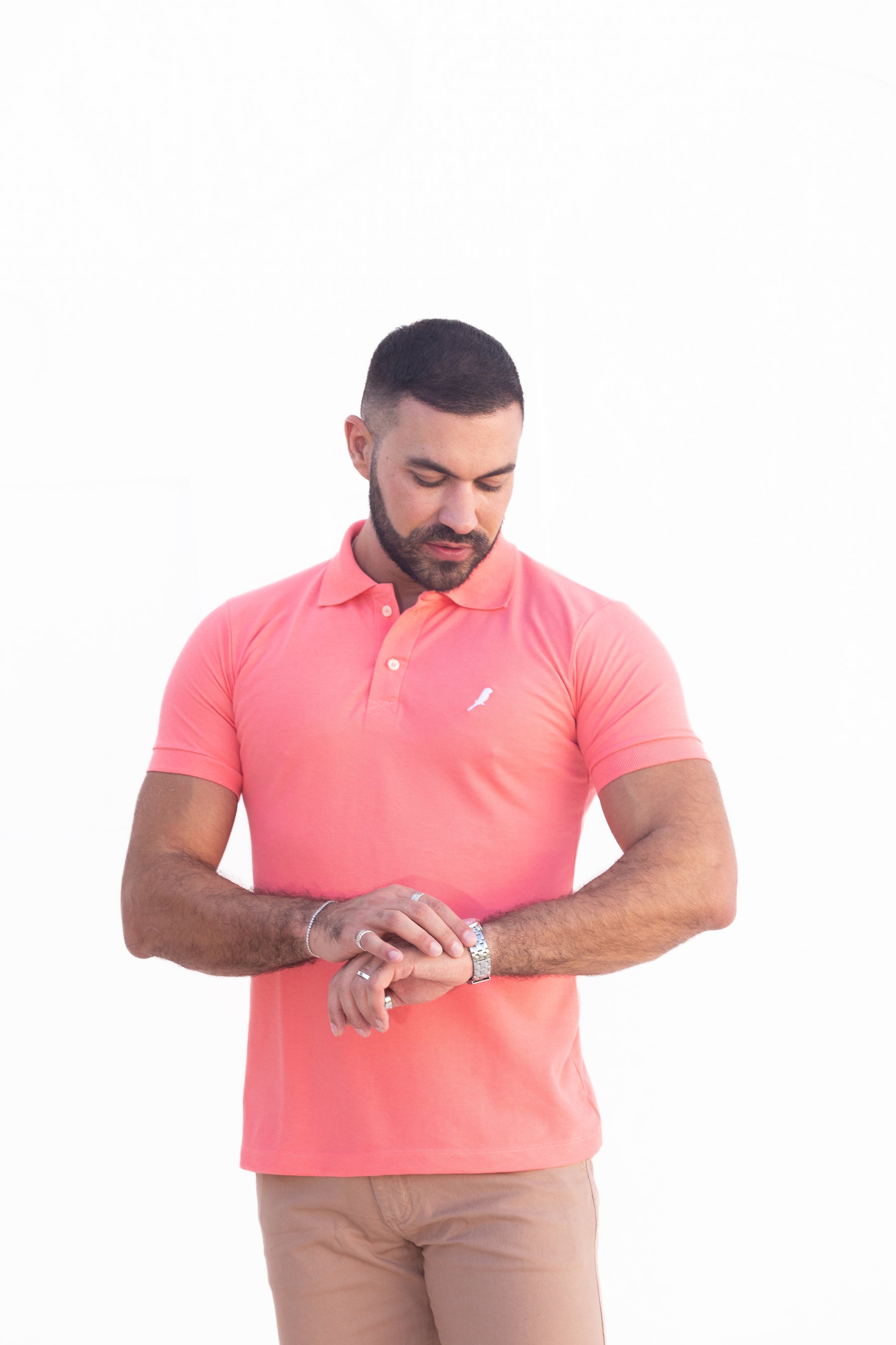 Camisa Gola Polo Rosa Salmão