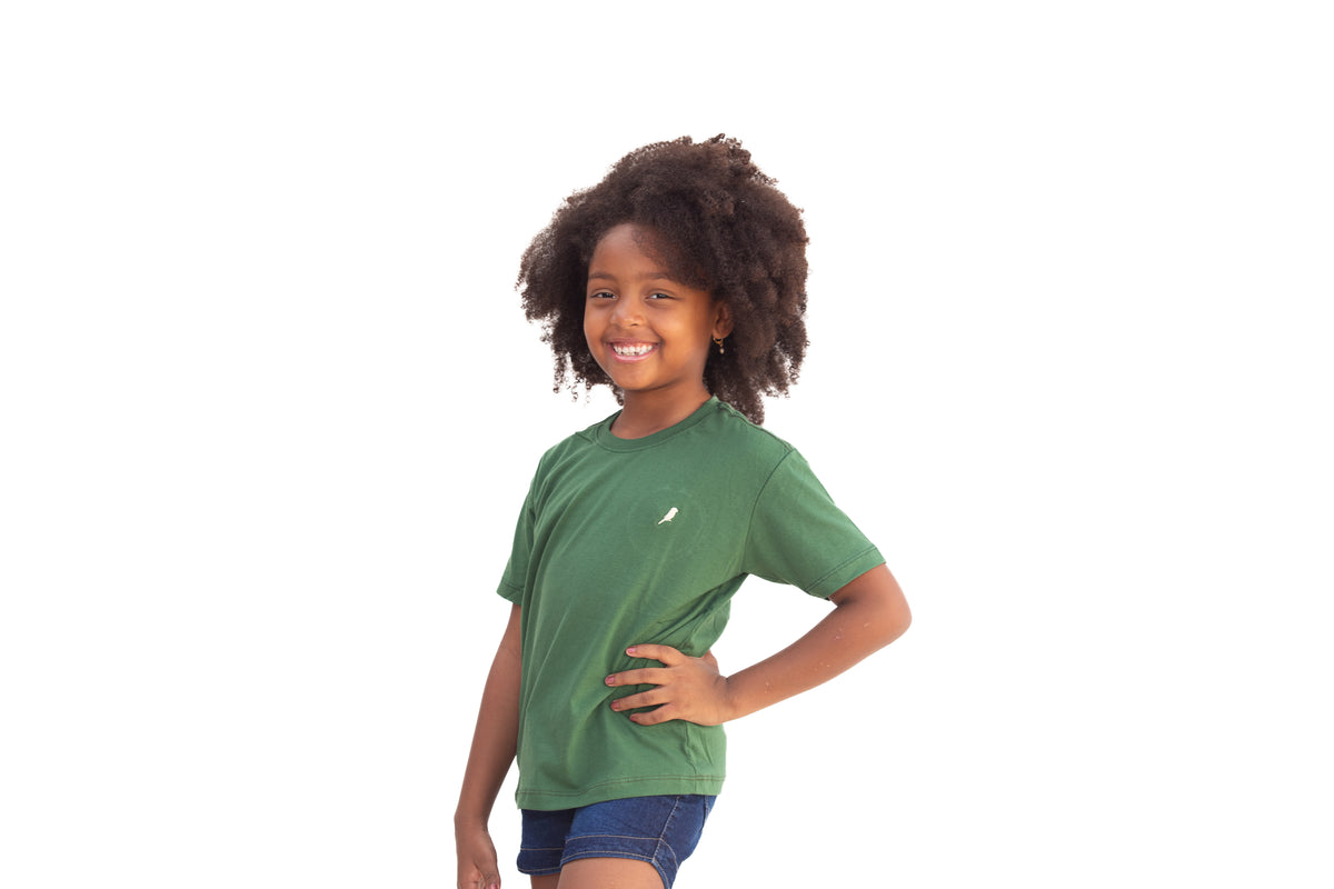 Camiseta Infantil Feminina Verde Militar