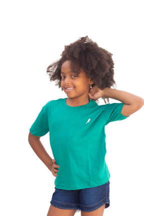 Camiseta Infantil Feminina Verde Folha