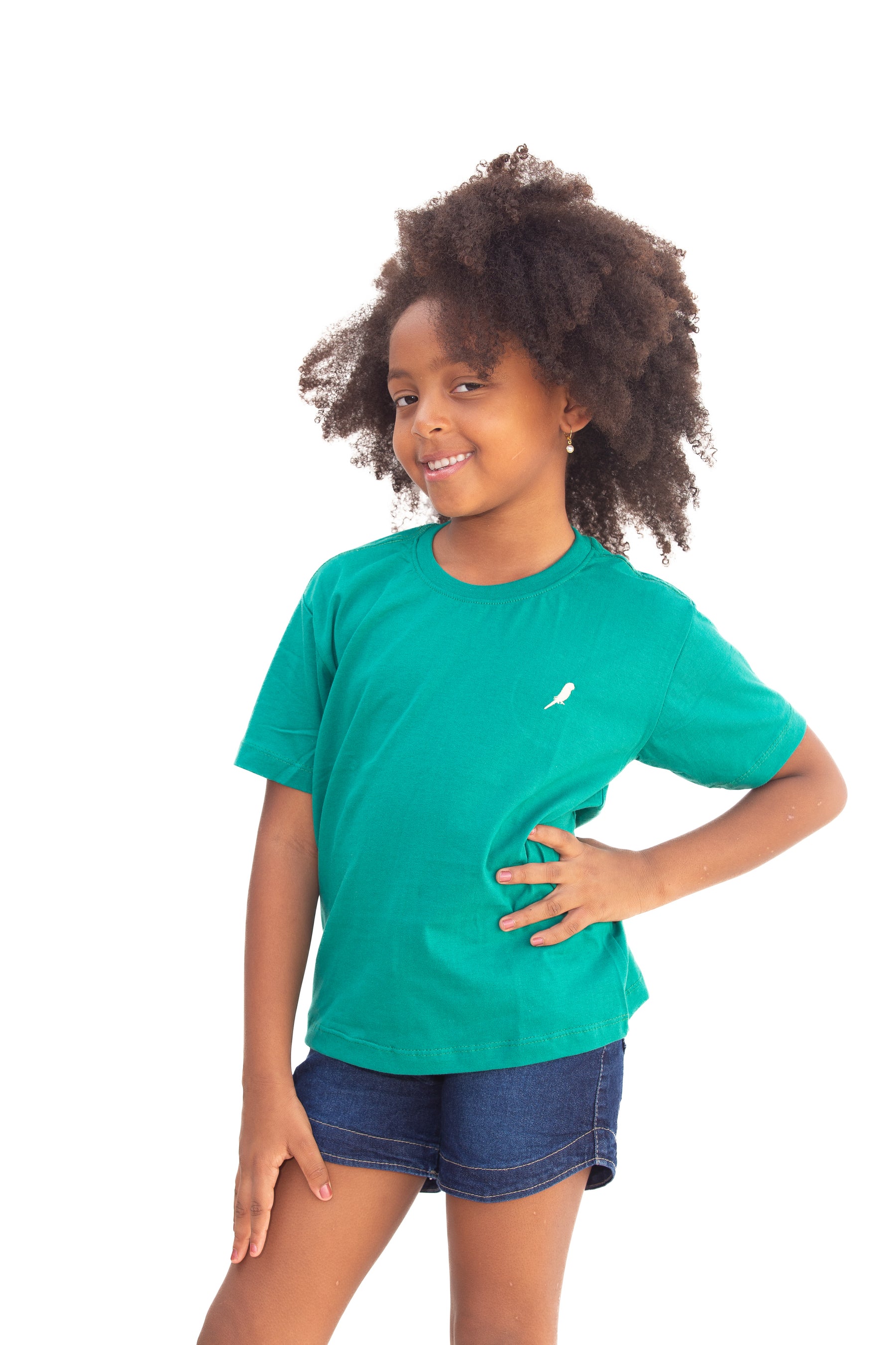 Camiseta Infantil Feminina Verde Folha