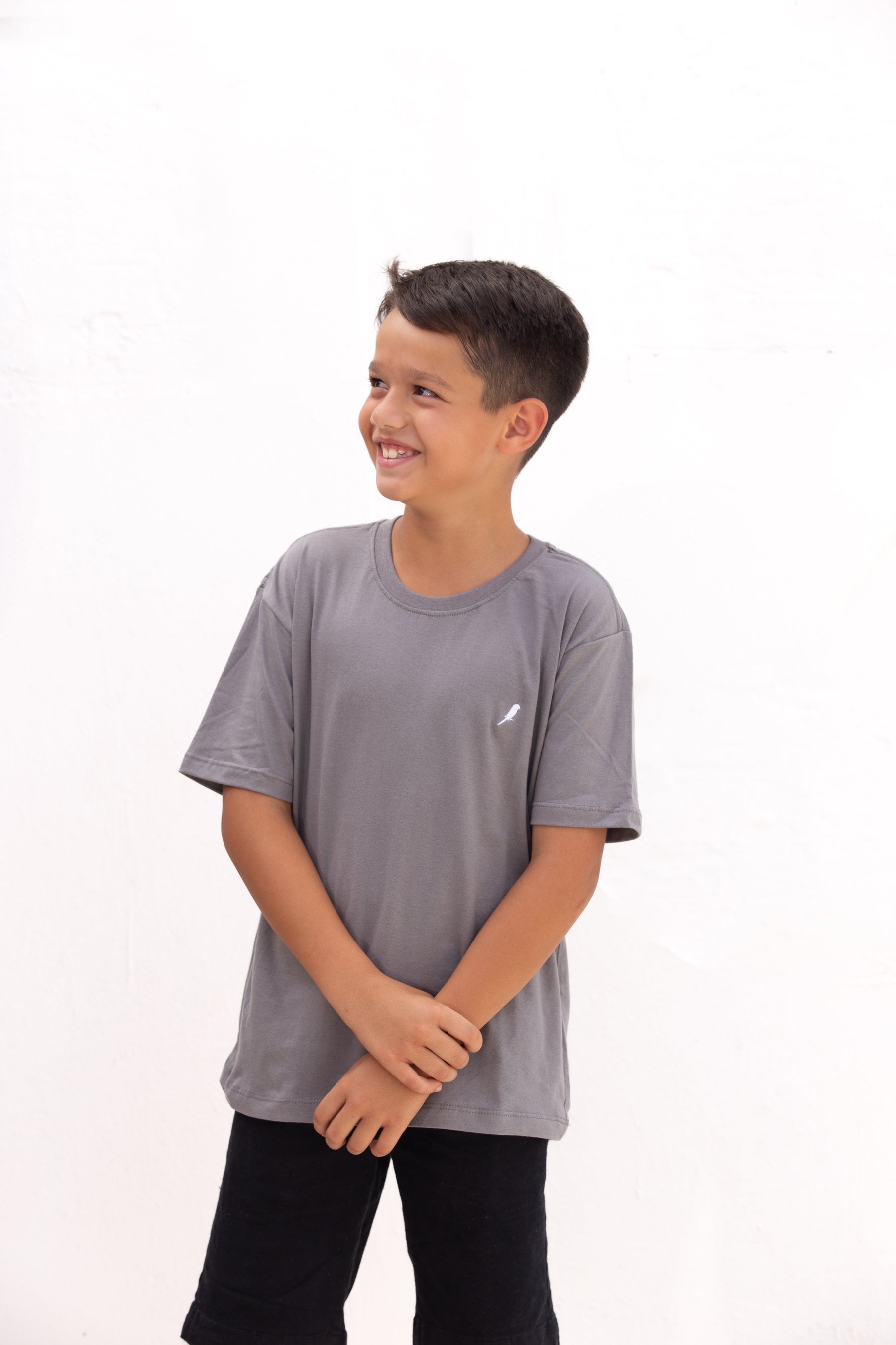 Camiseta Infantil Masculina Cinza Escuro