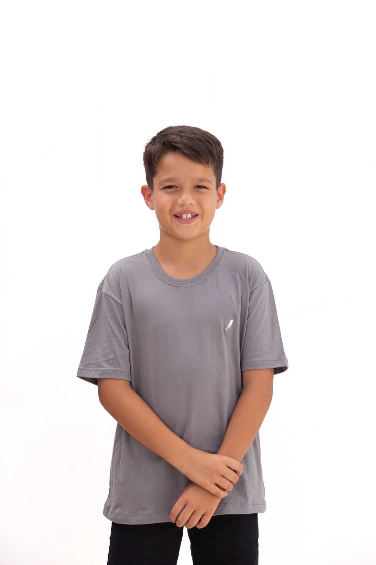 Camiseta Infantil Masculina Cinza Escuro