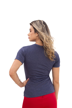 Camiseta Feminina Azul Mescla