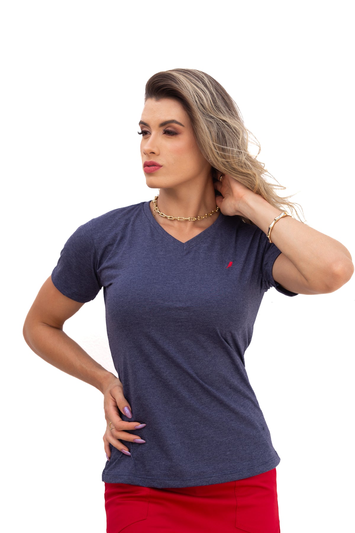 Camiseta Feminina Azul Mescla