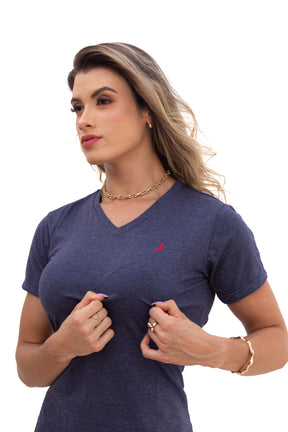 Camiseta Feminina Azul Mescla